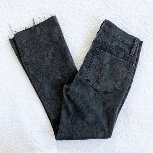 Frame Le Crop Mini Boot Black Tonal Python Jeans - Picture 11 of 11